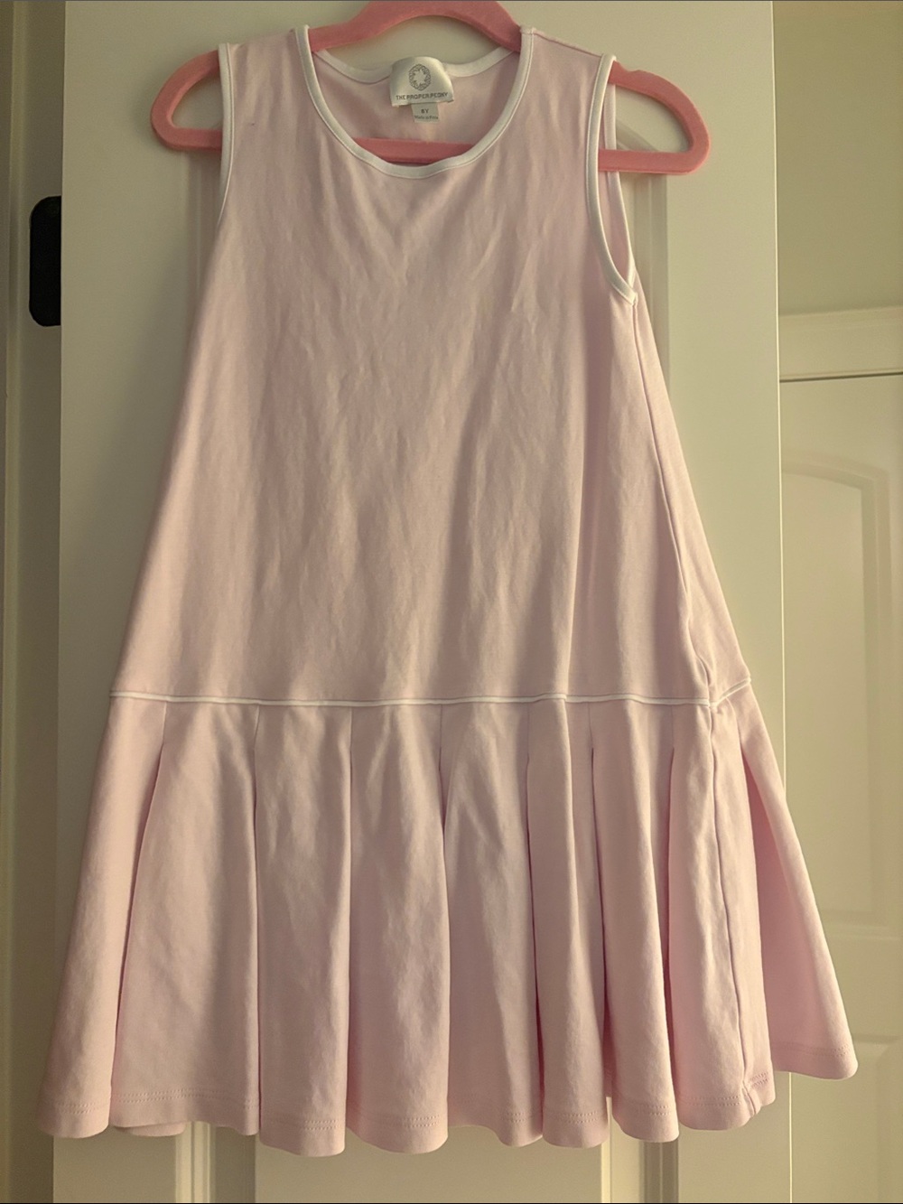 The Proper Peony Girls' Light Pink Sleeveless Drop-Waist Tennis Dress